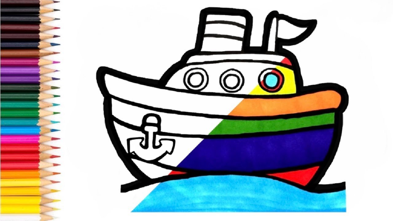 1280x720 Drawing Coloring A Ship For Kids Rainbow Toy