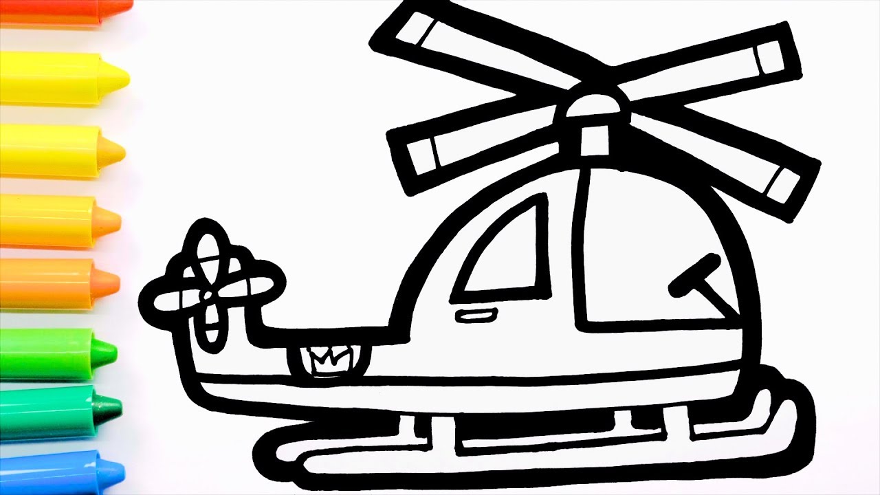 1280x720 Glitter Helicopter Drawing And Coloring Learn Colors For Kids