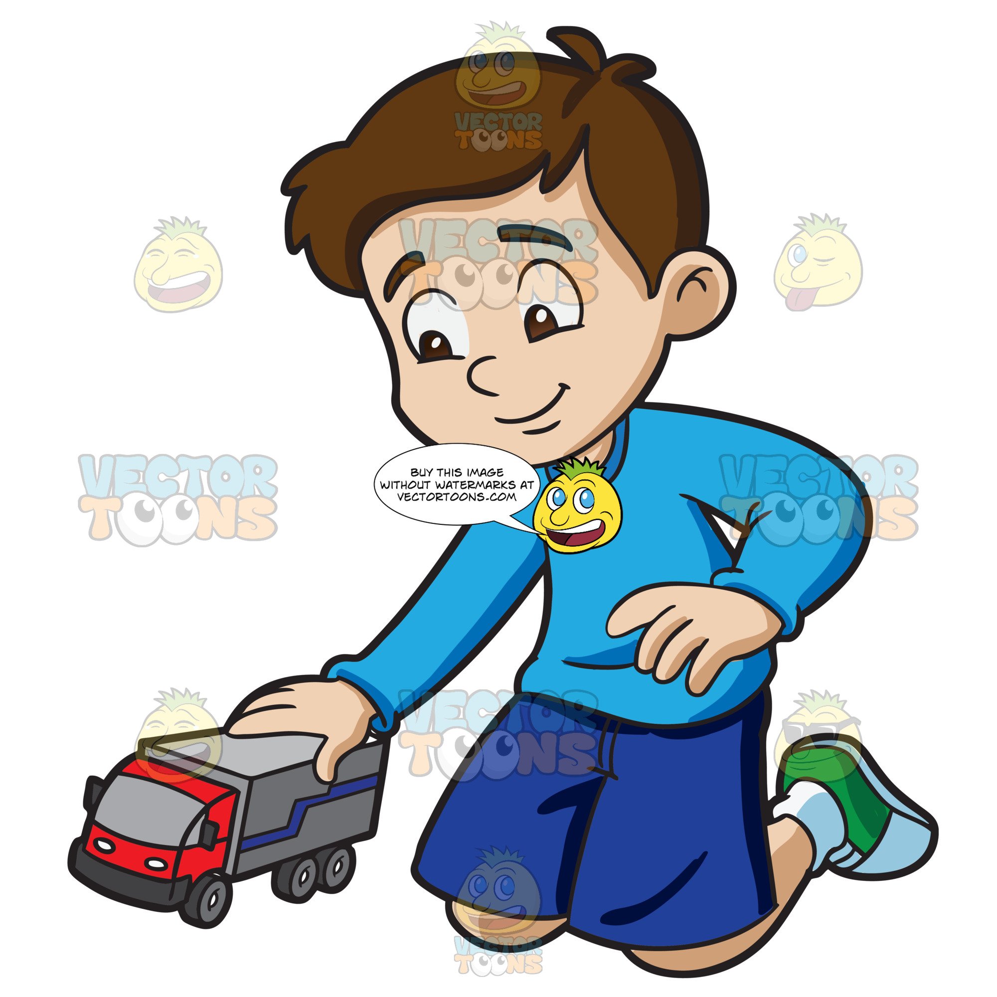 2000x2000 A Young Boy Playing With His Toy Truck Clipart Cartoons