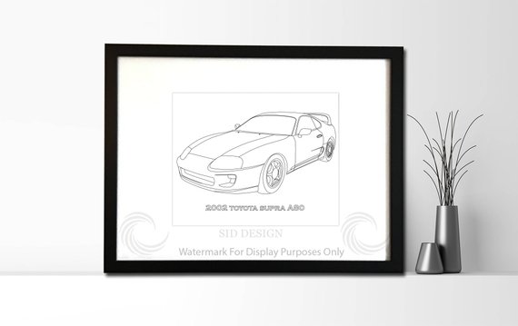 570x359 Authentic Sketch Of Toyota Supra Etsy