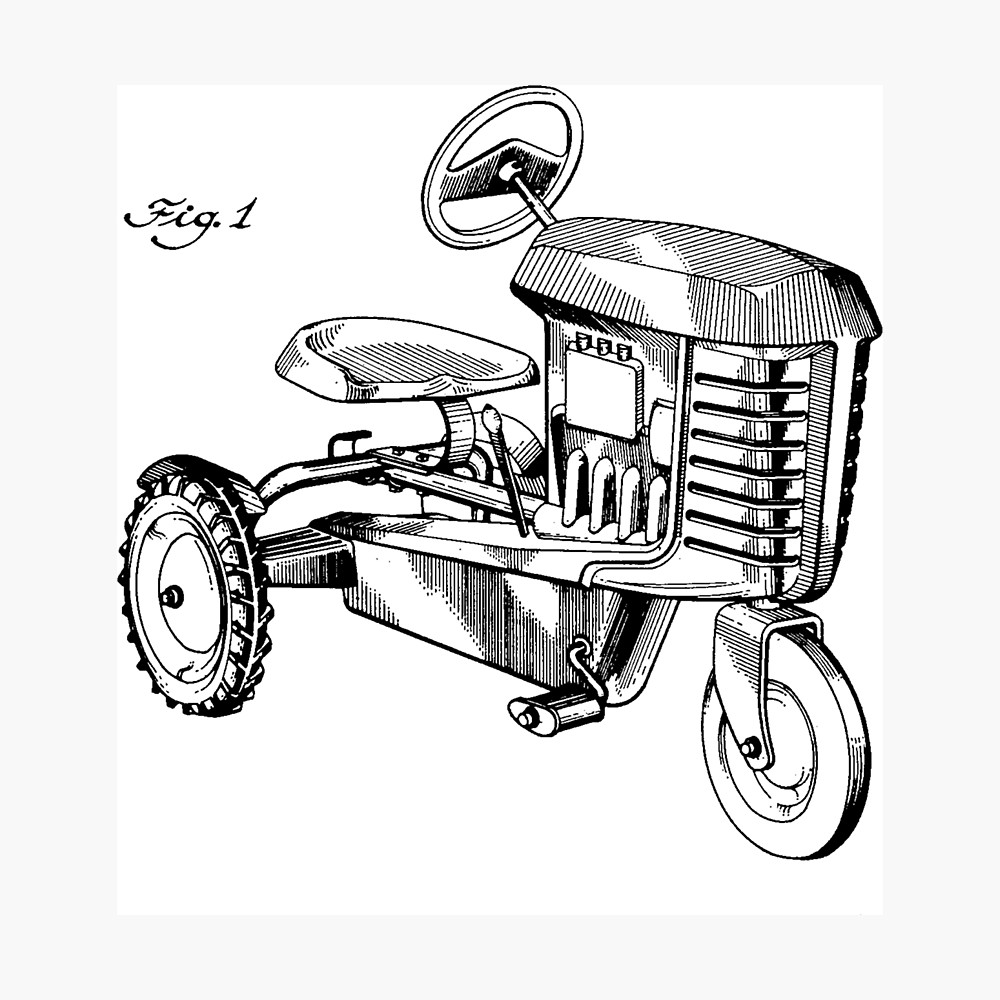 1000x1000 Toy Tractor Patent Drawing Photographic Print