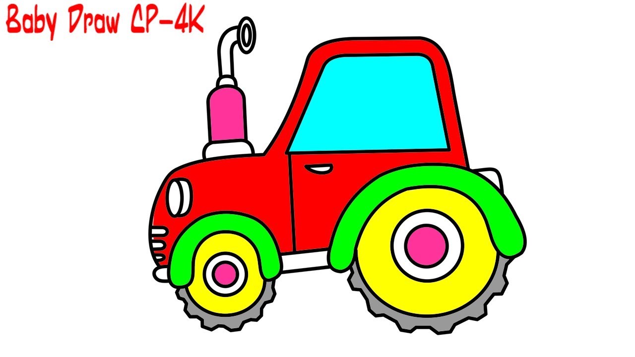 1280x720 Tractor Coloring Pages Drawing For Children How To Draw Tractor