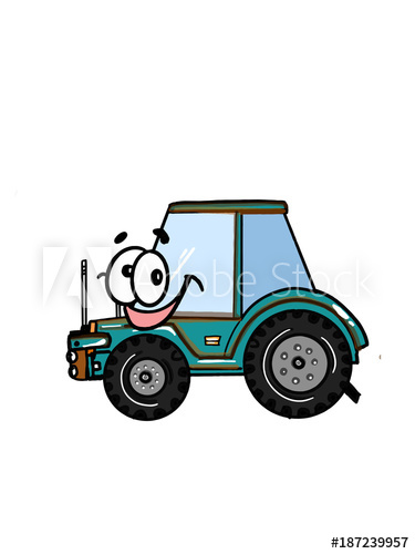 375x500 Cute Tractor Speaking Vehicle Illustration Cartoon Drawing