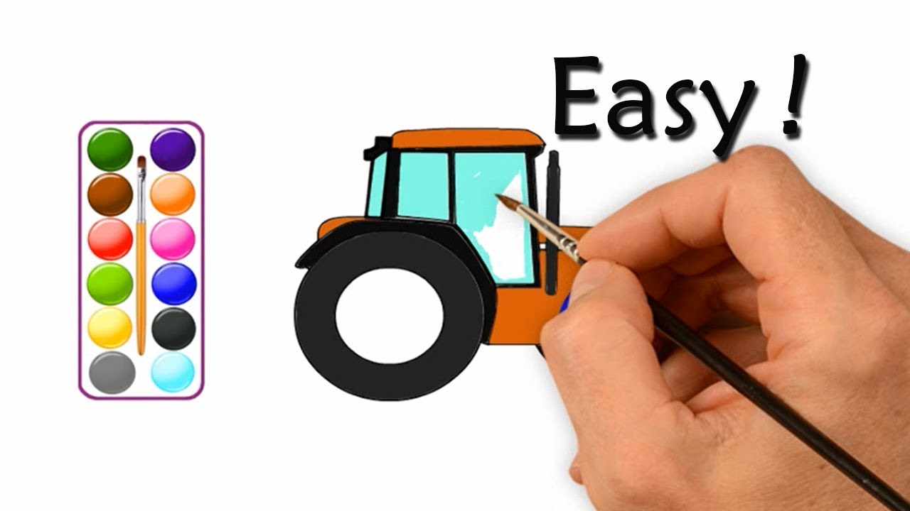 1280x720 How To Draw A Tractor Easy Step