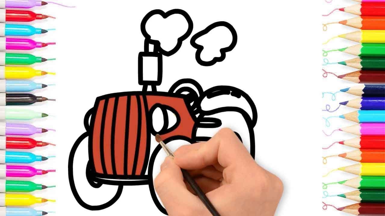 1280x720 Very Simple And Easy Kids, Draw And Color Mini Tractor