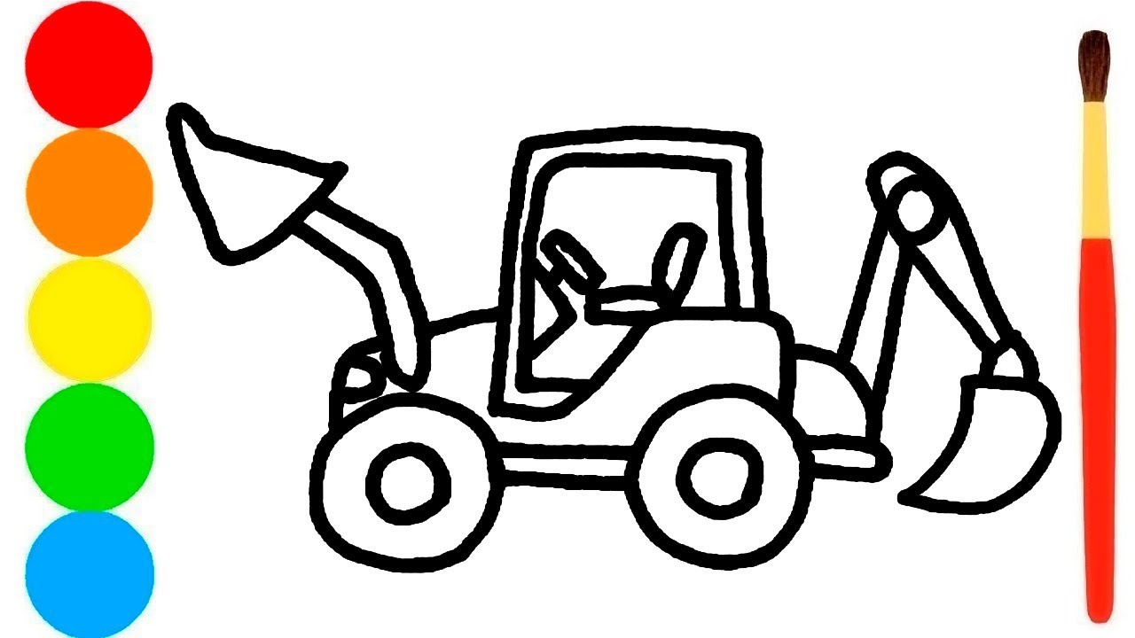 1280x720 Tractor Excavator Coloring And Drawing For Kids, Toddlers Toy