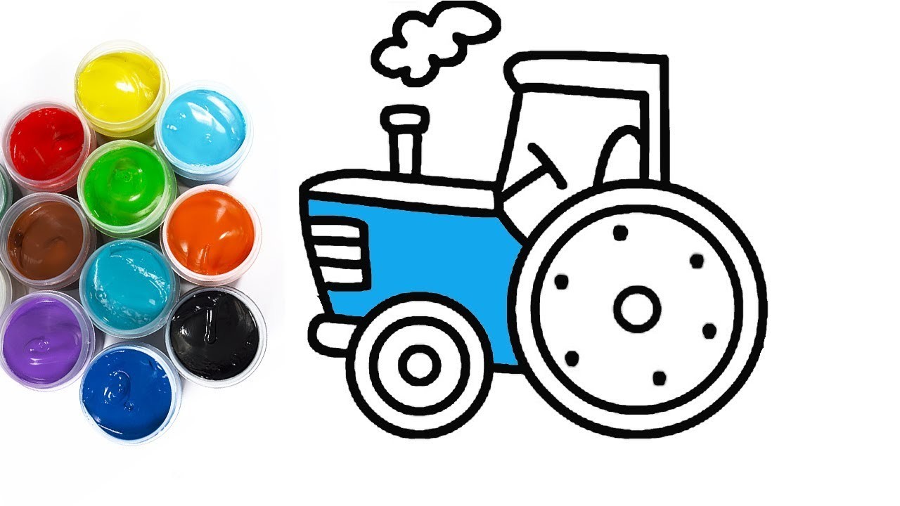 1280x720 A Tractor Drawing And Coloring, Learn Colors For Kids, Toddlers