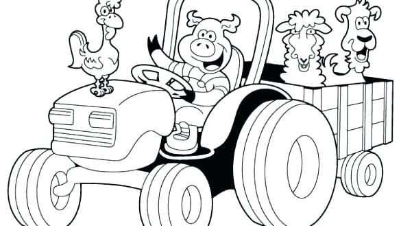 585x329 Farm Tractor Coloring Pages Free Printable Farm Tractor Coloring