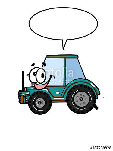 375x500 Cute Tractor Speaking Vehicle Illustration Cartoon Drawing