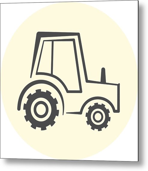 493x572 Cute Outline Tractor Icon Metal Print