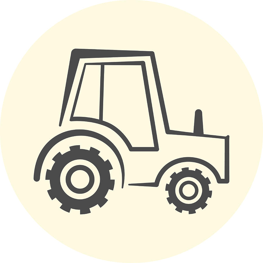 900x900 Cute Outline Tractor Icon