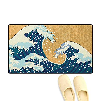 425x425 Japanese Wave Bath Mats For Bathroom Sea Storm