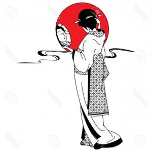 300x300 Japanese Geisha Girl Woman Drawing Vector Orangiausa