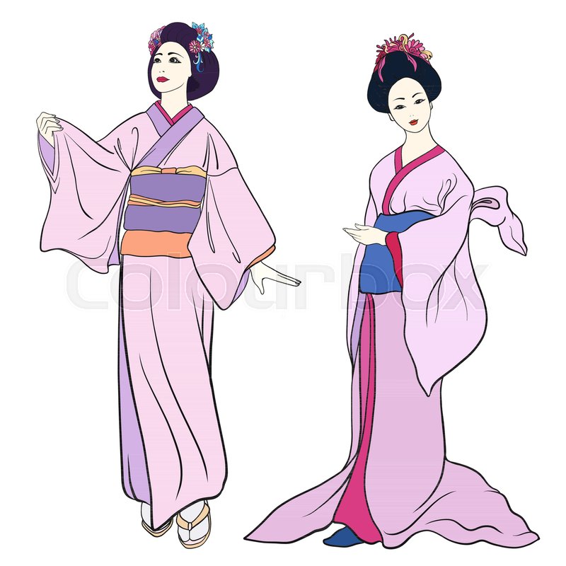 800x800 Young Women In Traditional Japanese Stock Vector Colourbox