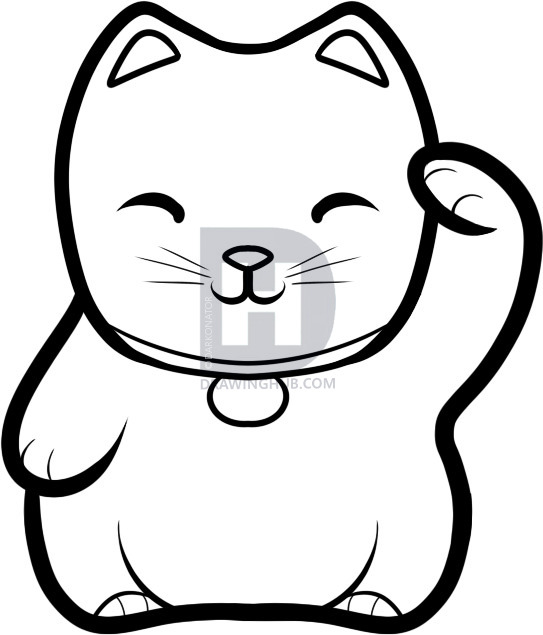 543x635 how to draw lucky cat, maneki neko, lucky cat, step