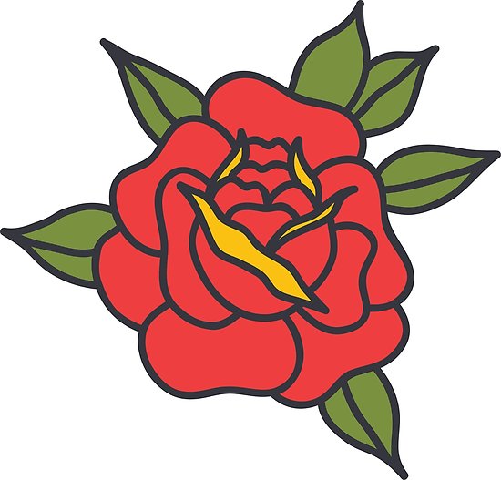 550x527 Doodle Rose Traditional Tattoo Flash Posters