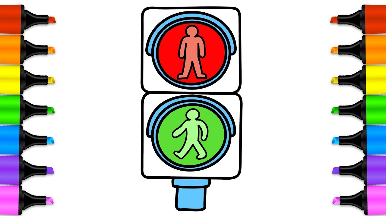 1280x720 How To Draw Traffic Lights Learn Drawing For Kids With Coloring