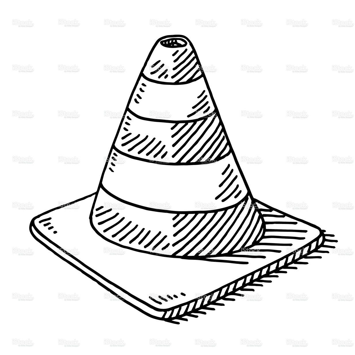 1235x1235 Stock Illustration Traffic Cone Drawing