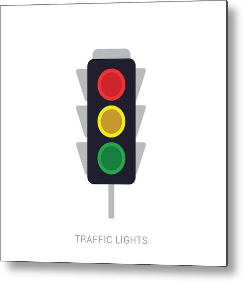 493x572 Flat Traffic Lights Icon Metal Print