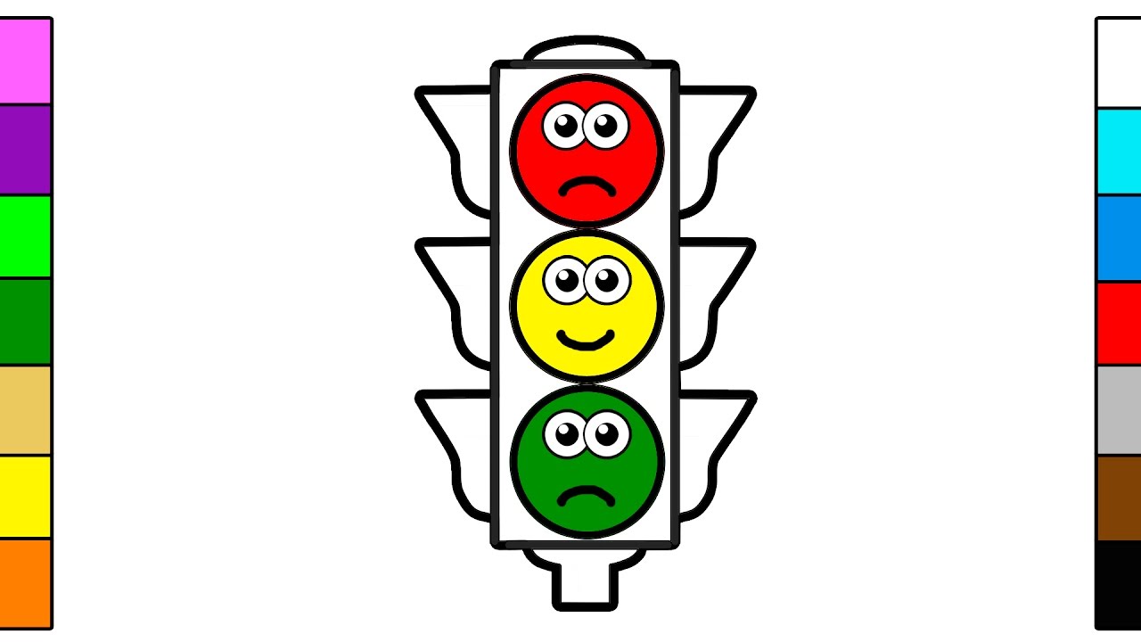 1280x720 How To Draw Traffic Lights Learn Drawing For Kids With Coloring