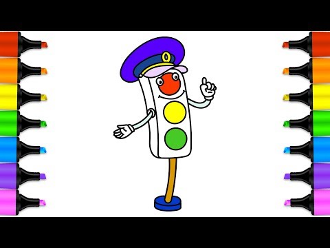 480x360 Learn Drawing For Kids With Coloring Pages Traffic Lights Signal