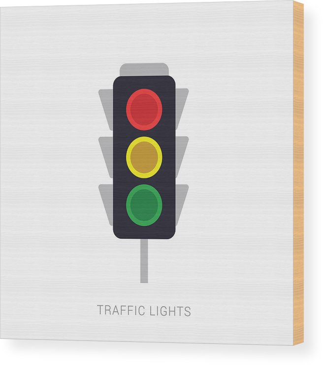 656x740 Flat Traffic Lights Icon Wood Print
