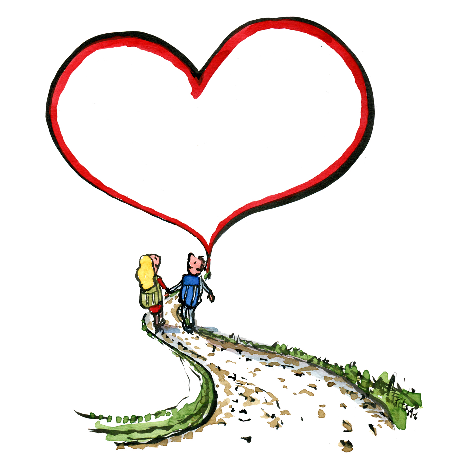 1500x1500 Hikertypes Heart Trail Hiker Couple Love Hiking Illustration