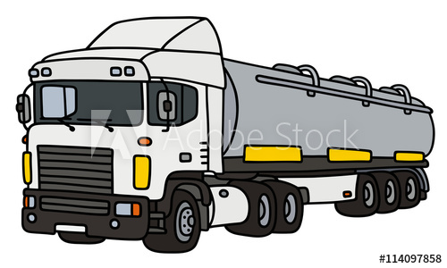500x300 Semi Tank Trailer Hand Drawing, Vector Illustration