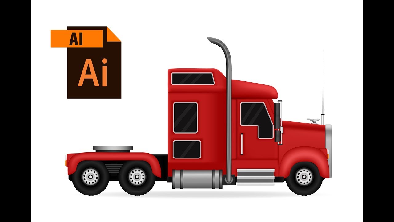 1280x720 How To Draw Red Trailer Truck With Illustrator I Basic Drawing