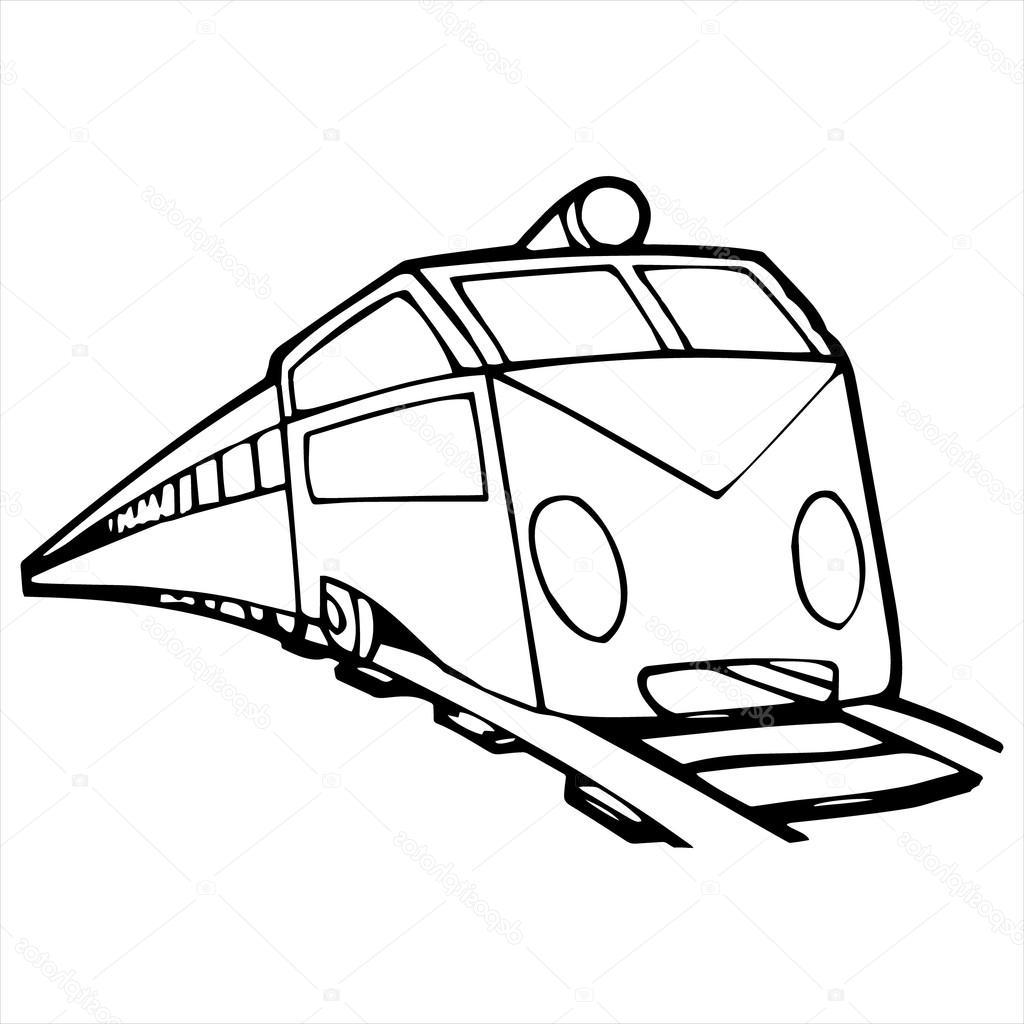 1024x1024 Best Cartoon Train Black And White Vector Library Free Vector
