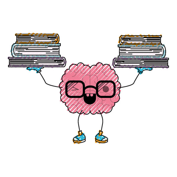 600x600 Cartoon Brain With Glasses Train The Brain For Knowledge With Eye