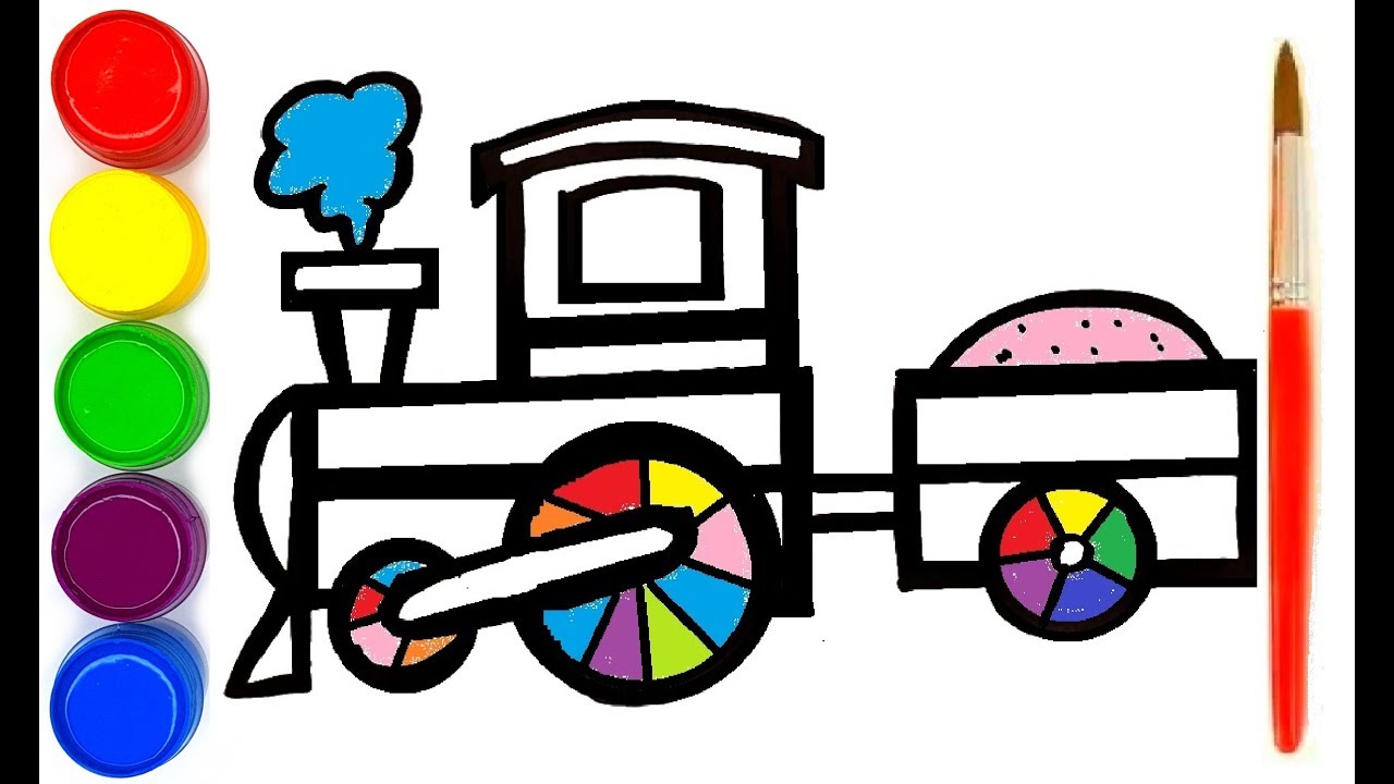 Paint toys. Паровозик в паинте. Рисование с детьми поезд. Паровоз рисование красками для детей. Поезд красками для малышей.