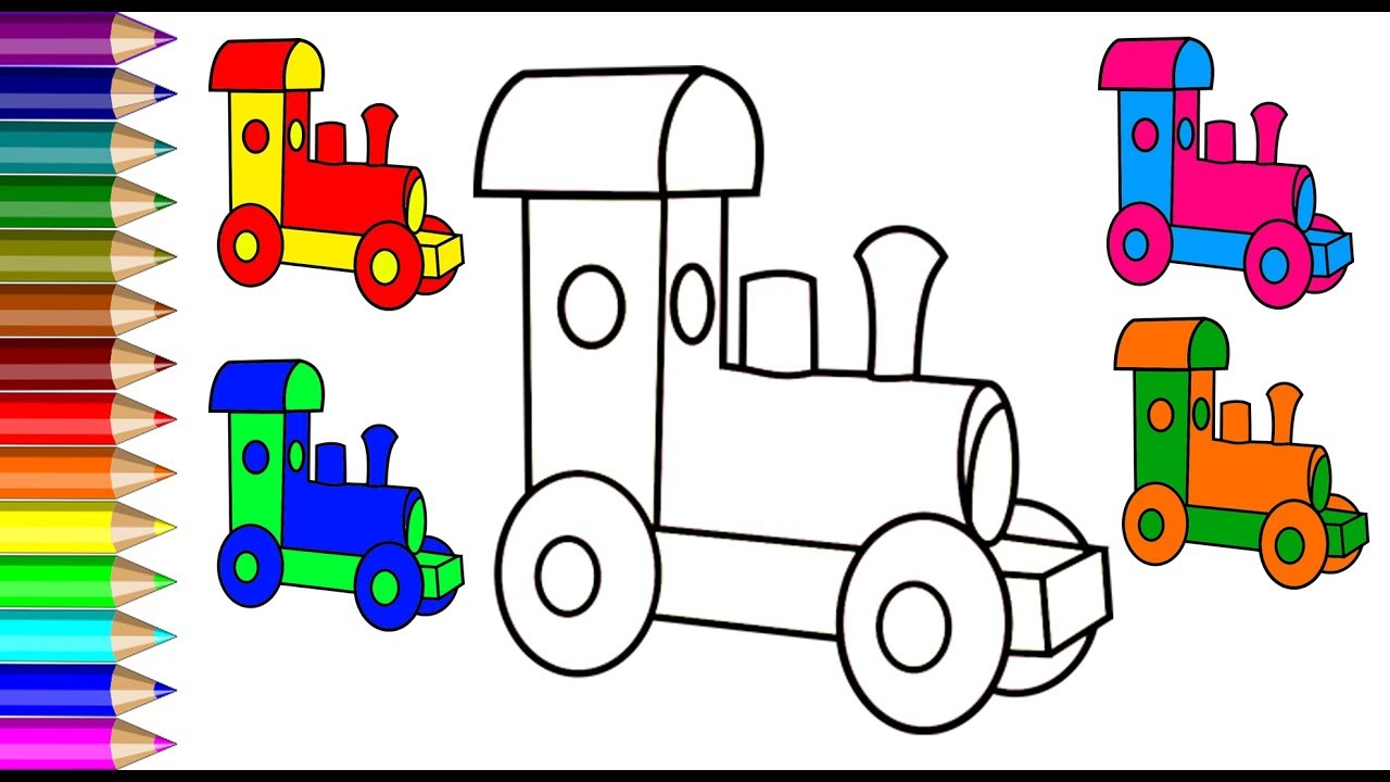 1280x720 Drawing Coloring Toy Train Engine For Kids Colouring