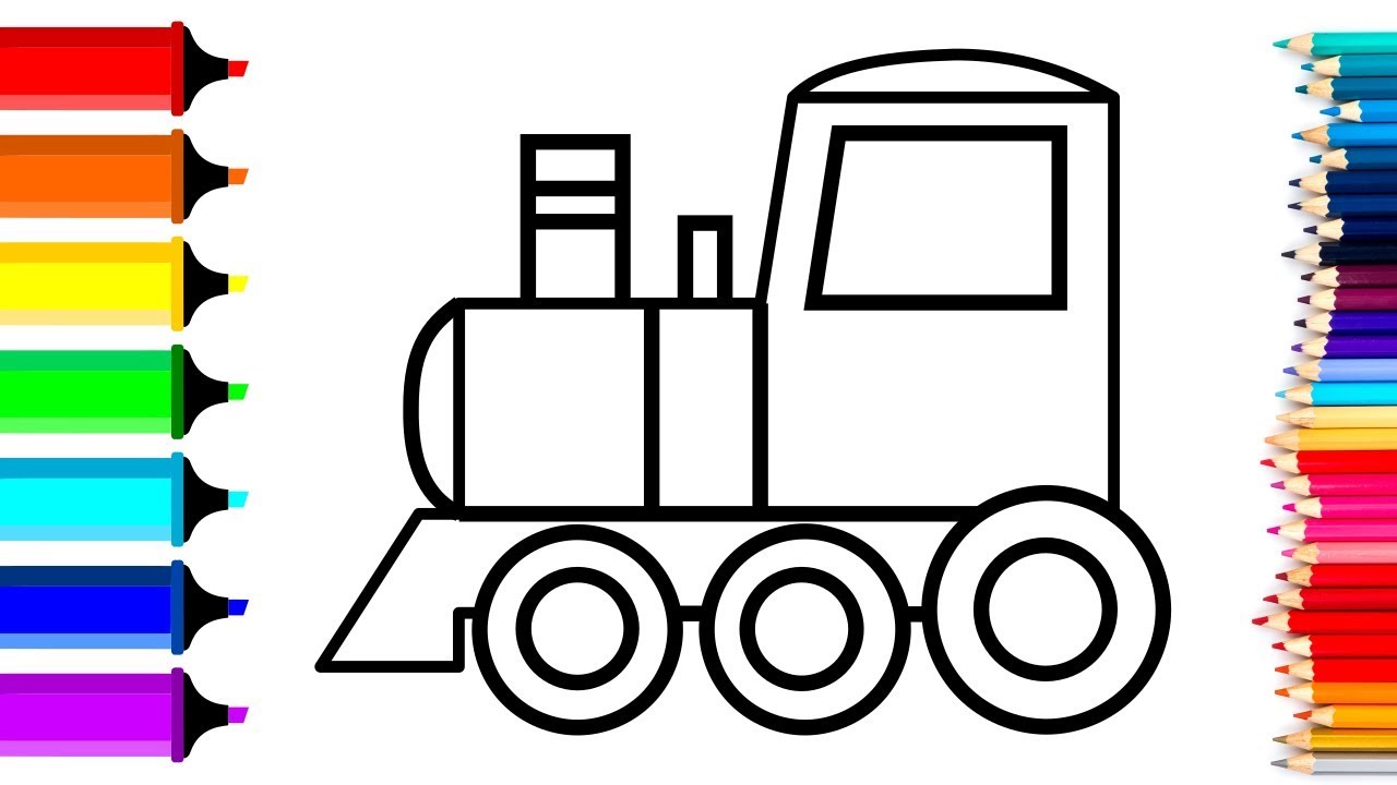 1280x720 Train Engine Drawing Coloring For Kids Crystal Diamond