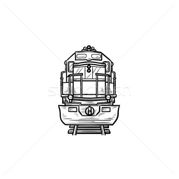 600x600 Front View Of Train Hand Drawn Outline Doodle Icon Vector