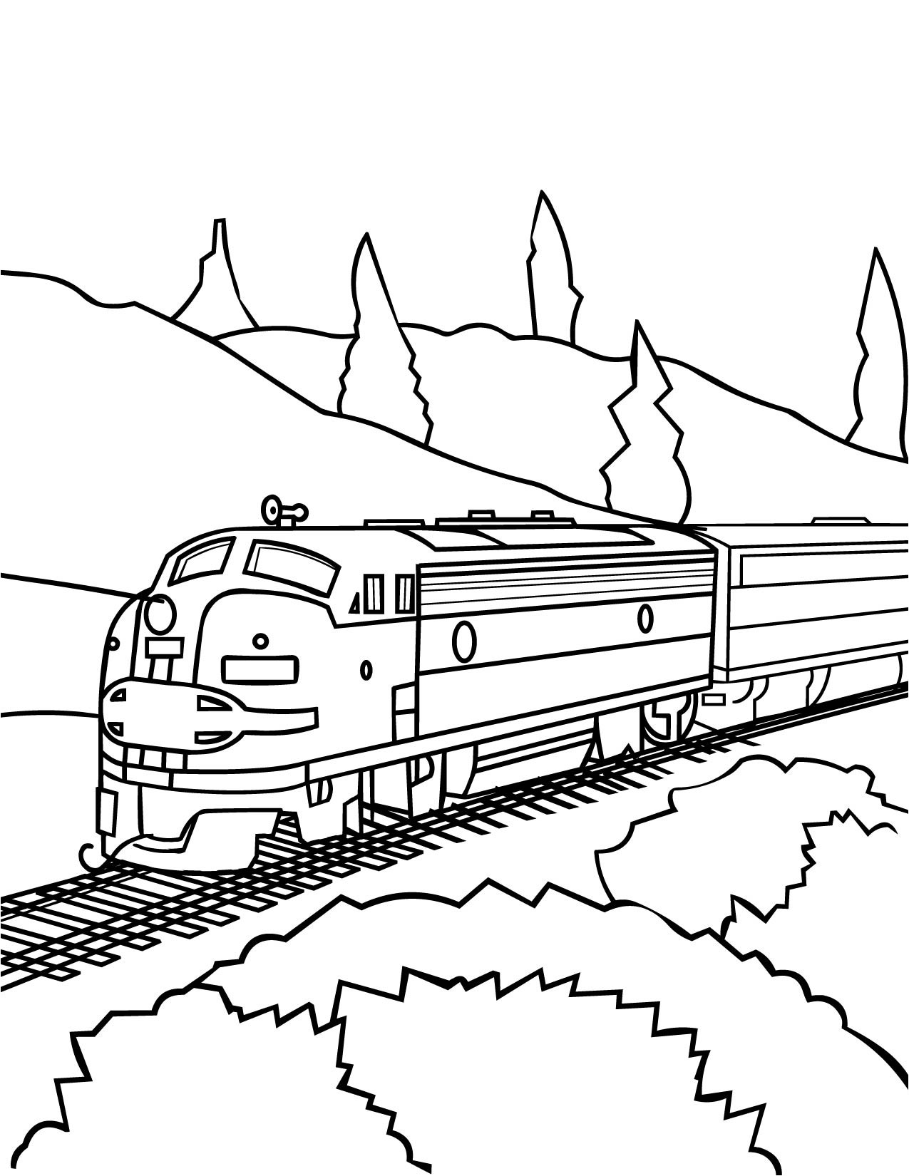 1275x1650 Line Drawing Train