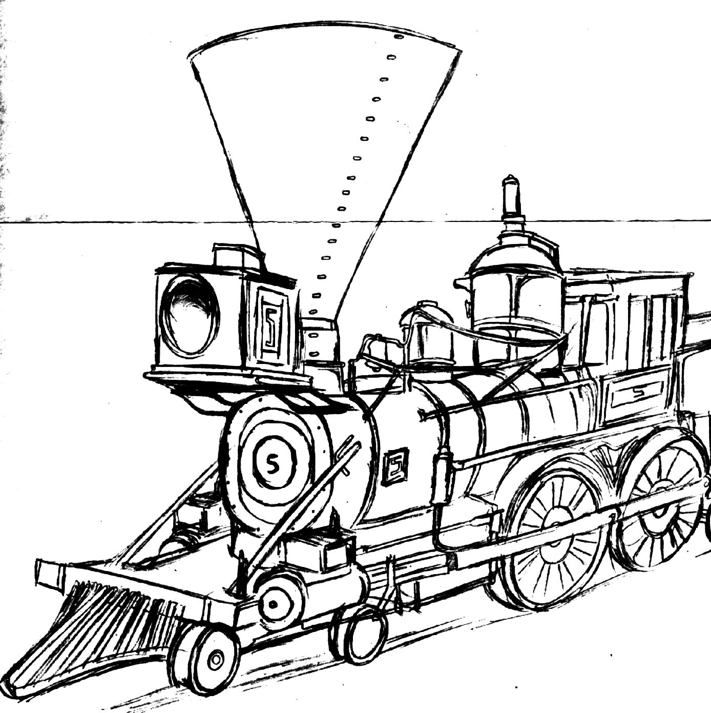 1388x1391 Pencil Drawings Of Steam Trains Room Design