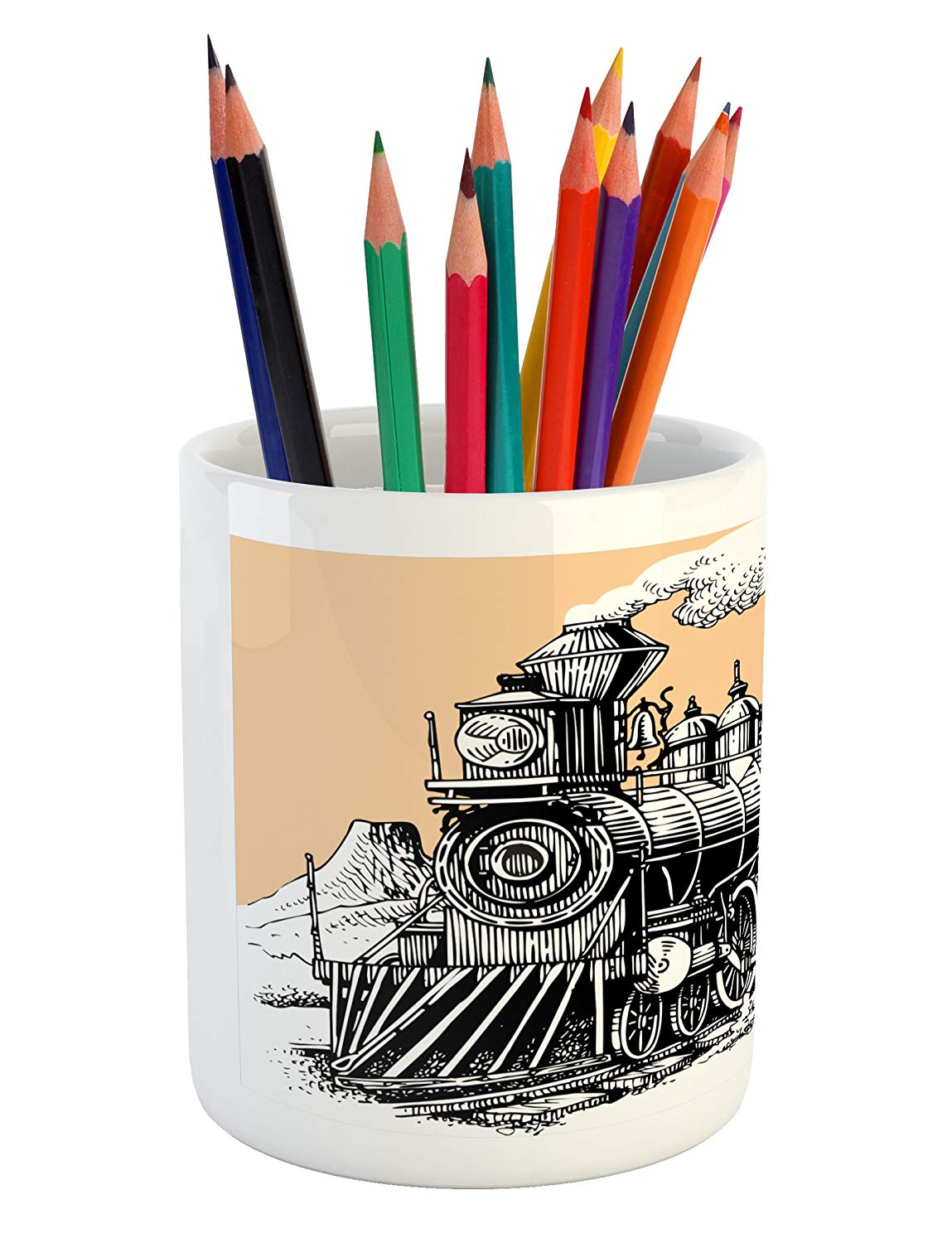 1149x1500 Ambesonne Steam Engine Pencil Pen Holder, Vintage