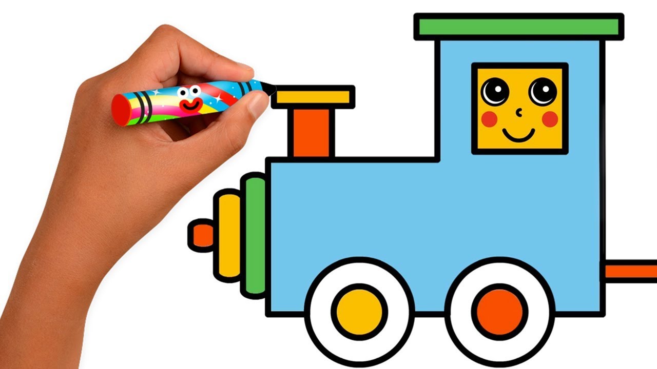 1280x720 How To Draw A Train Simple Drawing Lesson For Kids Step