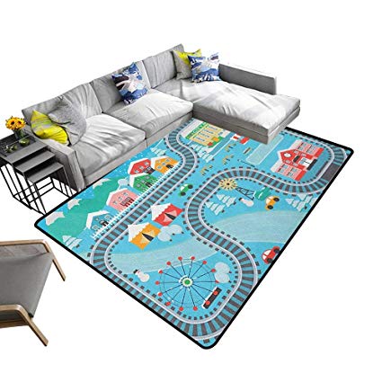 425x425 Kids Activity Custom Pattern Floor Mat Lovely City