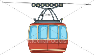 380x224 Cable Car On Ropeway Cartoon Drawing Over White Background