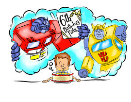 270x210 Birthday Announcement Cartoon Drawing For Transformers Party