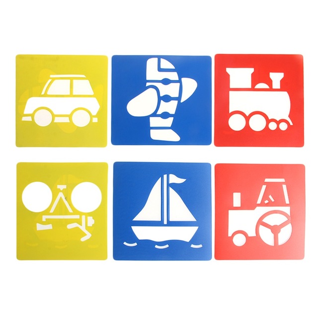 640x640 Children Transport Shaped Plastic Painting Drawing Template