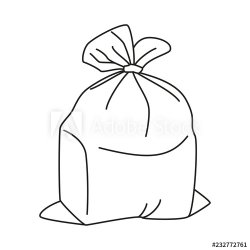 500x500 Line Art Black And White Full Trash Bag