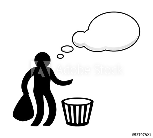 500x453 Person Hold Trash Bag With Speech Bubble