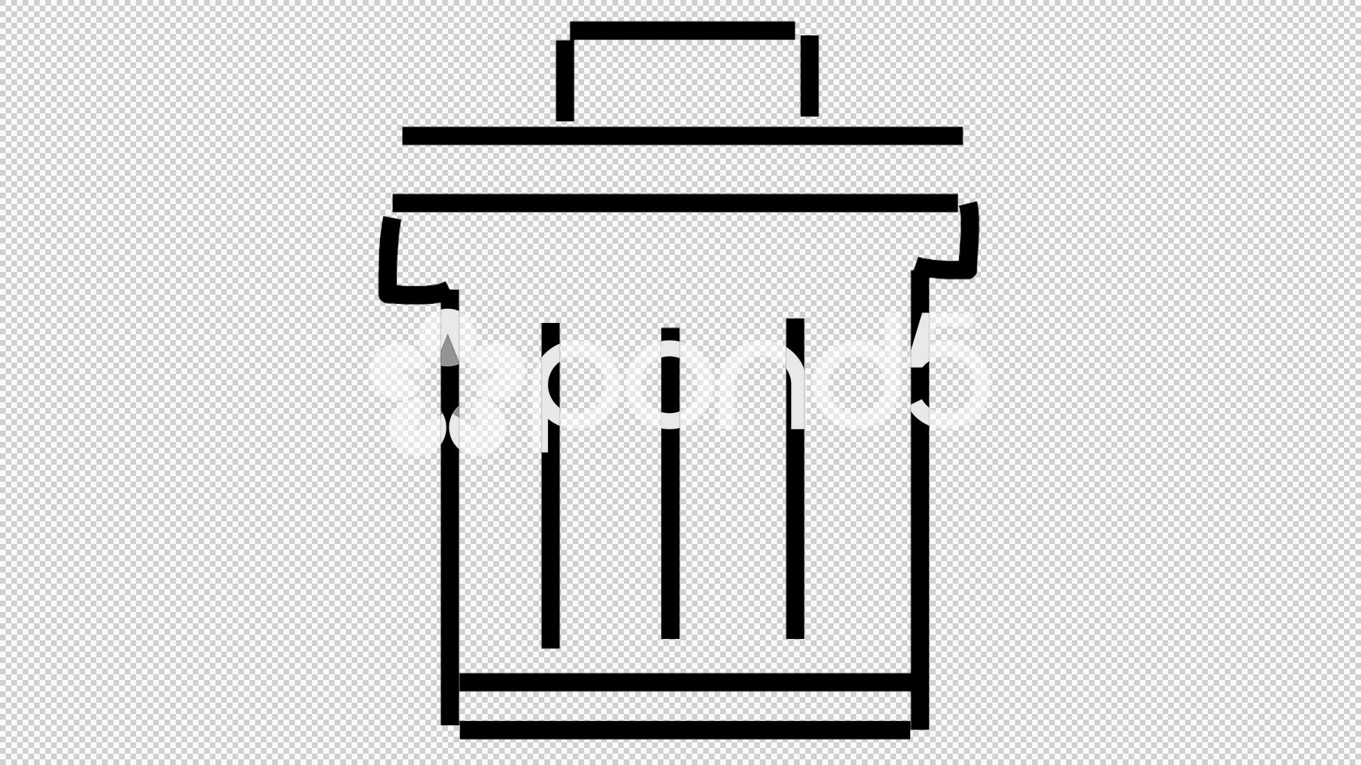 1920x1080 Trash Bin Dustbin Line Drawing Illustration Animation