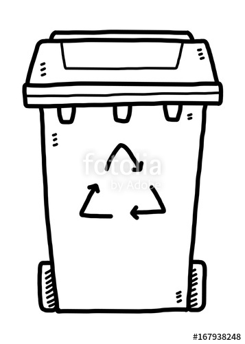 357x500 Recycle Bin Cartoon Vector And Illustration, Black And White
