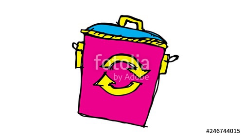 500x281 Kids Drawing White Screen With Theme Of Trash Can Stock Footage