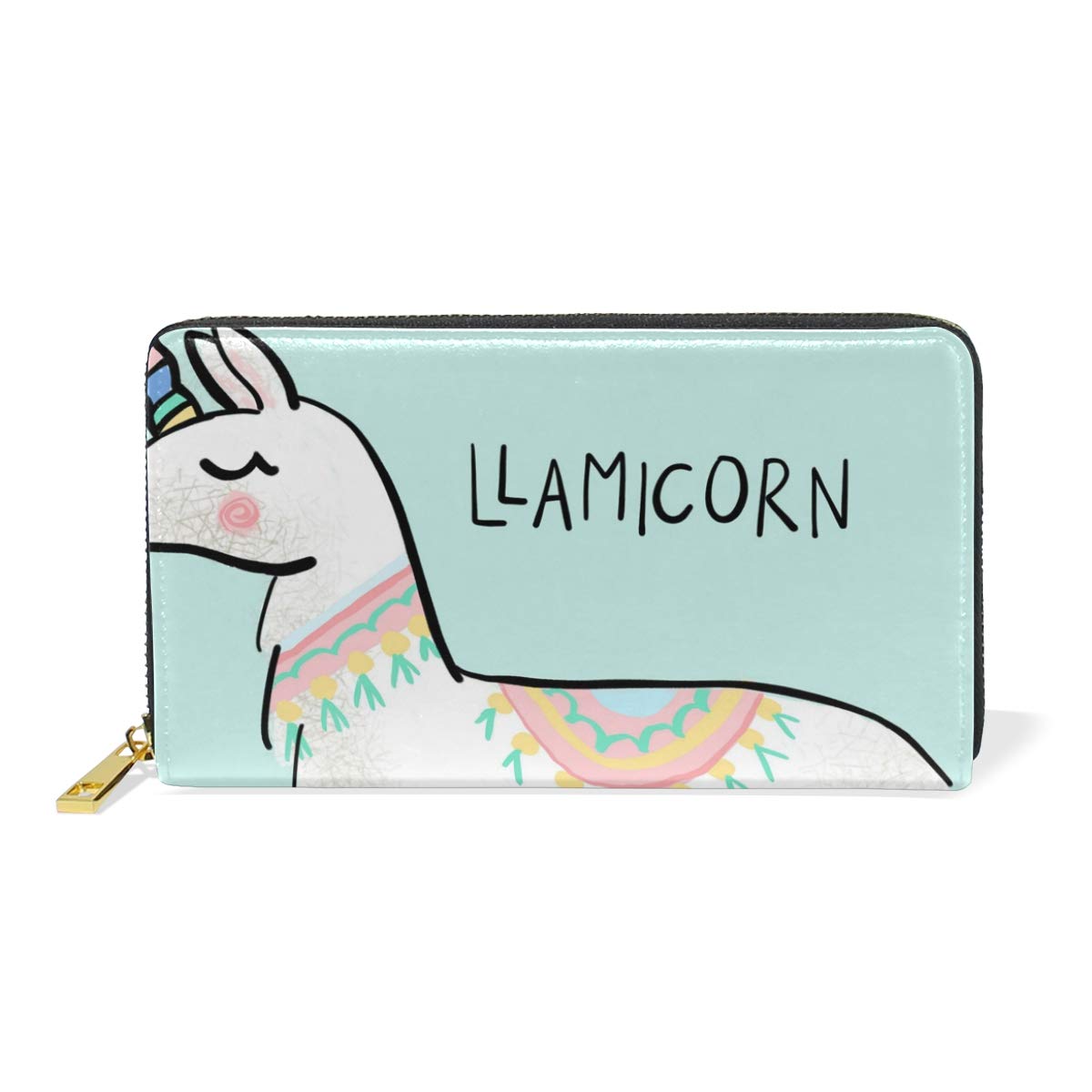 1200x1200 Llama Drawing Genuine Leather Wallet Case Credit Card Holder
