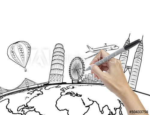 500x382 Hand Drawing The Dream Travel Around The World